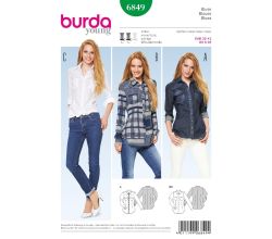 Strih Burda 6849 - Košeľa, džínsová košeľa