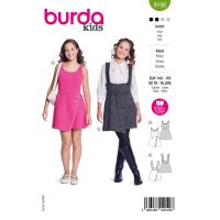 Strih Burda 9198 - Dievčenské krátke šaty