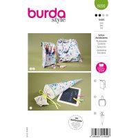 Strih Burda 9200 - Detský školský program: peračník, vrece na telocvik a školský kužeľ