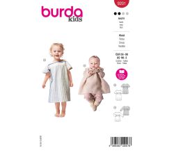 Strih Burda 9201 - Detské šaty s elastickým pásom