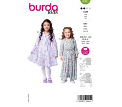 Strih Burda 9206 - Dievčenské košeľové šaty