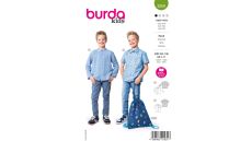 Strih Burda 9209 - Chlapčenské tričko so stojačikom a košeľa s krátkym rukávom a náprsným vreckom