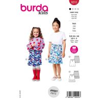 Strih Burda 9210 - Dievčenské minisukne so sťahovacou šnúrkou v páse