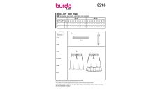 Strih Burda 9210 - Dievčenské minisukne so sťahovacou šnúrkou v páse