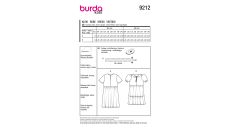 Strih Burda 9212 - Dievčenské šaty s volánikovou sukňou, golierom Peter Pan a volánikmi