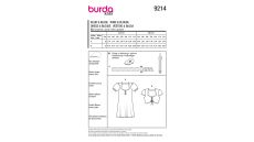 Strih Burda 9214 - Dievčenské šaty so srdiečkovým výstrihom a objemnými nafúkanými rukávmi