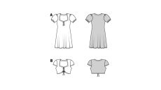 Strih Burda 9214 - Dievčenské šaty so srdiečkovým výstrihom a objemnými nafúkanými rukávmi