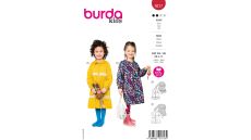 Strih Burda 9217 - Dievčenské šaty s XXL lemom, volánikmi a dlhými rukávmi