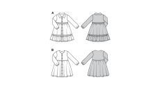 Strih Burda 9217 - Dievčenské šaty s XXL lemom, volánikmi a dlhými rukávmi