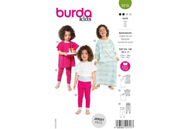 Strih Burda 9218 - Dievčenské legíny a nočné košele