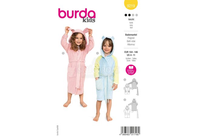 Strih Burda 9219 - Detský župan