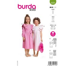Strih Burda 9220 - Dievčenské slávnostné šaty s volánikmi