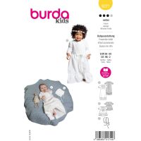 Strih Burda 9221 - Detské krstinové šaty a čiapky