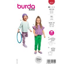 Strih Burda 9223 - Detské tričko s krátkym rukávom s volánikmi a pruhovaná mikina