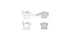 Strih Burda 9223 - Detské tričko s krátkym rukávom s volánikmi a pruhovaná mikina