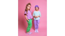 Strih Burda 9223 - Detské tričko s krátkym rukávom s volánikmi a pruhovaná mikina