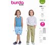 Strih Burda 9224 - Nohavice s gumou v páse pre chlapcov, vreckáče, šortky, plavky