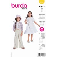 Strih Burda 9225 - Šaty s volánikmi pre dievčatá, krátke sako, bolerko