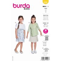 Strih Burda 9226 - Naberané dievčenské šaty, empírové šaty, blúzka