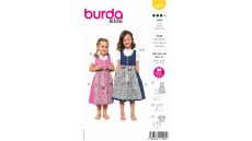 Strih Burda 9230 - Krojové šaty pre dievčatá, folklórne blúzka, zásterka