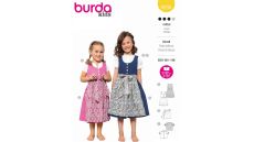 Strih Burda 9230 - Krojové šaty pre dievčatá, folklórne blúzka, zásterka