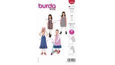 Strih Burda 9238 - Áčkové šaty pre dievčatá