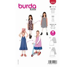 Strih Burda 9238 - Áčkové šaty pre dievčatá