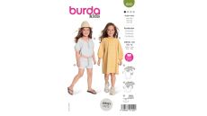 Strih Burda 9242 - Voľné šaty, tričko a šortky pre dievčatá
