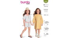 Strih Burda 9242 - Voľné šaty, tričko a šortky pre dievčatá