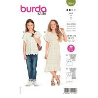 Strih Burda 9244 - Voľné empírové šaty, blúzka pre dievčatá