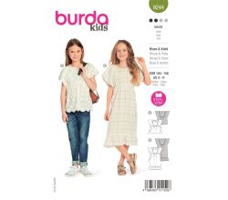 Strih Burda 9244 - Voľné empírové šaty, blúzka pre dievčatá