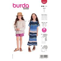 Strih Burda 9247 - Voľné šaty, blúzka pre dievčatá