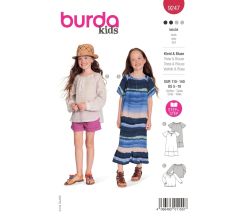Strih Burda 9247 - Voľné šaty, blúzka pre dievčatá