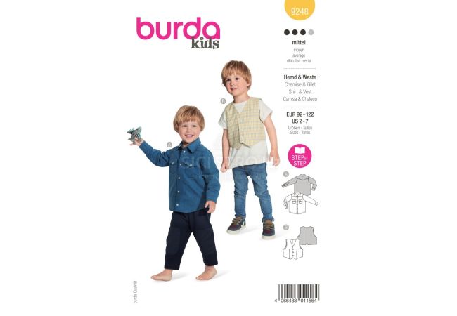 Strih Burda 9248 - Košeľa a vesta pre chlapcov