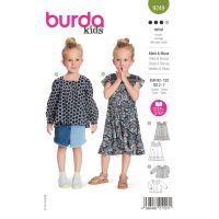 Strih Burda 9249 - Naberané šaty a blúzka pre dievčatá