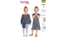 Strih Burda 9249 - Naberané šaty a blúzka pre dievčatá