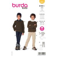 Strih Burda 9251 - Chlapčenská mikina a džínsové nohavice, menčestrové nohavice