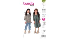 Strih Burda 9252 - Dievčenské áčkové šaty, blúzka