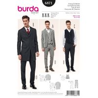 Strih Burda 6871 - Pánsky oblek - sako, vesta, nohavice s pukmi