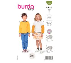 Strih Burda 9254 - Detská mikina, fleecová mikina