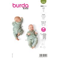 Strih Burda 9258 - Overal so zapínaním na patentky na nohaviciach