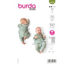 Strih Burda 9258 - Overal so zapínaním na patentky na nohaviciach