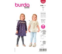 Strih Burda 9260 - Dievčenské naberané šaty a blúzka