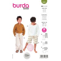 Strih Burda 9261 - Chlapčenské tepláky, šortky a tričko