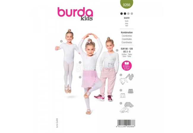 Strih Burda 9266 - Detský dres na balet, bolerko