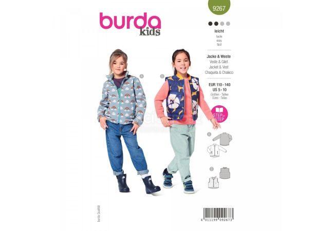 Strih Burda 9267 - Detský strih vesty a bundy