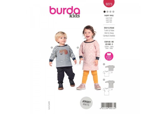 Strih Burda 9273 - Šatičky a tričko pre bábätko - kombinácia 2 strihy