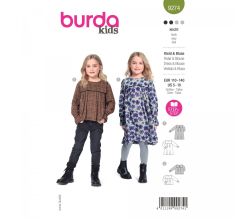 Strih Burda 9274 - Dievčenské šatôčky a blúzku so sedlom