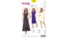 Strih Burda 6894 - Áčkové šaty, midi šaty, dlhé šaty