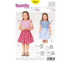 Strih Burda 9364 - Detské jednoduché tielko, tričko, sukne